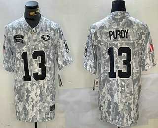 Men%27s San Francisco 49ers #13 Brock Purdy 2024 FUSE Arctic Camo Salute to Service Limited Stitched Jersey Dzhi